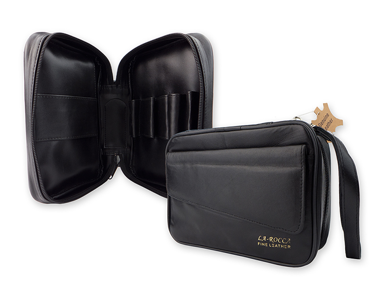 Leather and Vinyl Tobacco Pouches and Pipe Travel Cases by La Rocca