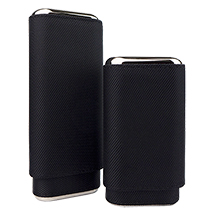 Craftsman's Bench Black Nylon & Silver 3-Finger Churchill and Robusto Cigar Cases