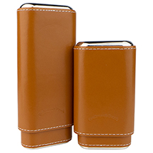 Craftsman's Bench Tan & Silver 3-Finger Churchill and Robusto Cigar Cases