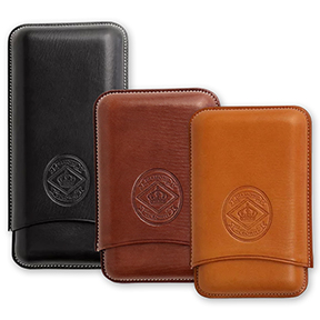 Diamond Crown Leather Series Churchill and Robusto 3-Finger Cigar Cases