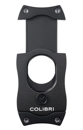 Colibri Black and Black S-Cut Cigar Cutter with Black Blades in Open Position