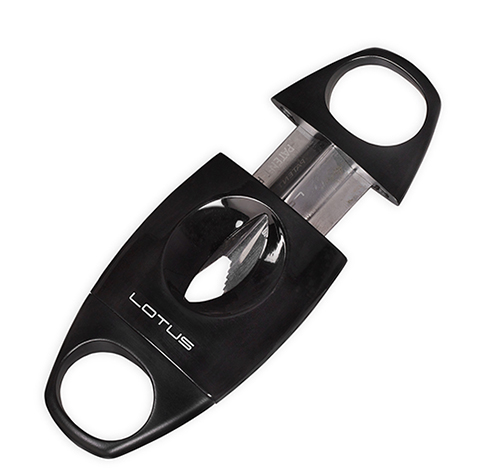 Lotus Jaws Serrated V-Cut Cigar Cutter in Partially Open Position
