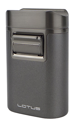 Lotus Brawn Quad Torch Flame Cigar Lighter with Cigar Rest in Gunmetal Finish