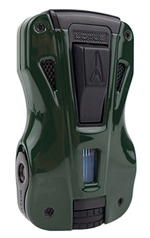 Lotus GT Twin Torch Flame Cigar Lighter/Dual Punch Combo in Green & Black Finish