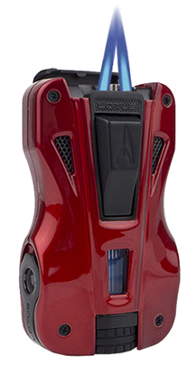 Lotus GT Twin Torch Flame Cigar Lighter/Dual Punch Combo in Red & Black Finish