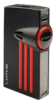 Lotus L52 Orion Twin Torch Flame Cigar Lighter with Punch in Black Matte & Polished Red Finish