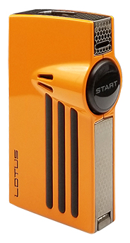 Lotus L52 Orion Twin Torch Flame Cigar Lighter with Punch in Polished Orange & Black Finish