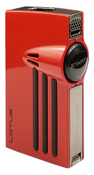Lotus L52 Orion Twin Torch Flame Cigar Lighter with Punch in Polished Red & Black Finish