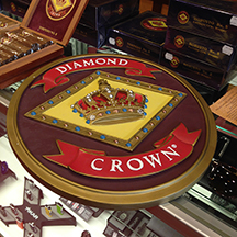 A handsome Diamond Crown logo plaque was one of several goodies handed out free with box purchases.