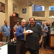 Are you ready for some football?  Tim sure is with his new Diamond Crown football!