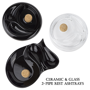 Black Ceramic and Clear Glass Pipe Ashtrays with 2 Pipe Rests Have Arrived!