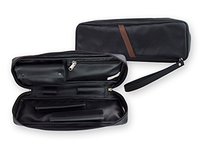 Castleford Black Leather Churchwarden 2-Pipe Travel Cases