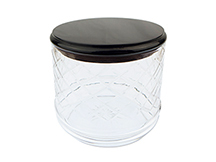 Solid Dark Walnut and Clear Glass Tobacco Jar with Humidifier