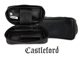 Castleford Black Leather 2-Pipe Travel Cases Just Added!