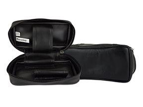Castleford Black Leather 2-Pipe Travel Cases