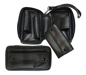 Castleford Black Vinyl 2-Pipe Travel Case with Tobacco Pouch