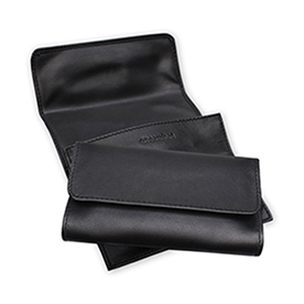 Castleford Black Leather Roll-Up Tobacco Pouches