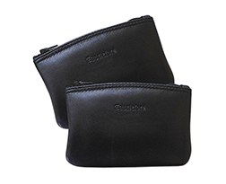 Castleford Leather Zippered 5 1/4 Inch Tobacco Pouches in Black Only