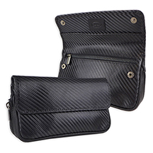 Chacom Black Leather and Carbon Finish 2-Pipe Case w/Tobacco Pouch - Style CC017