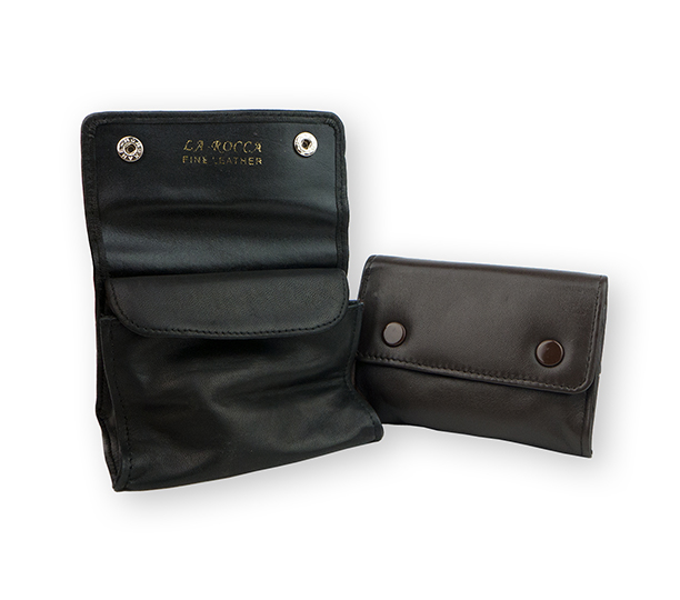 Black Leather Long Zipper Tobacco Pouch - Boswell Pipes