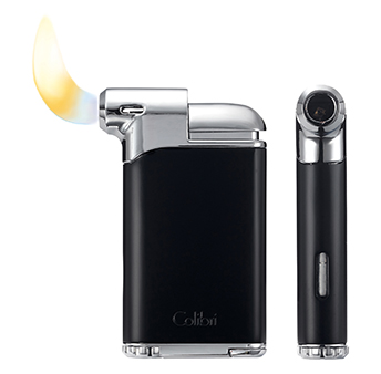 Colibri Pacific Air Pipe Lighter Flame and Side View