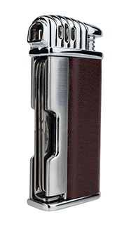 Vertigo Puffer Pipe Lighter in Brown & Chrome Finish