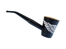 Flying Skull Custom Cob by CJ Pipe No. CJ6334 - Missouri Meerschaum Mark Twain Corn Cob Pipe