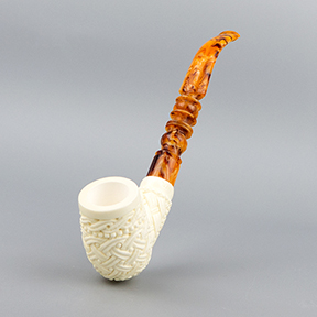 SMS Meerschaum Pipe No. 084-CFL-C - Floral Basketweave Churchwarden