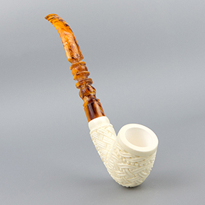 SMS Meerschaum Pipe No. 084-CFL-C - Floral Basketweave Churchwarden