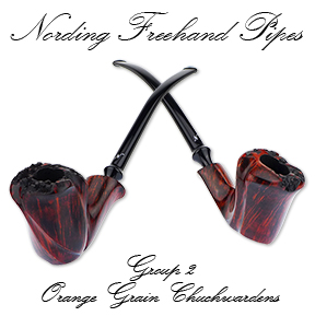 A New Collection of Nording Group 2 Orange Grain Freehand Churchwarden Pipes Now Available!